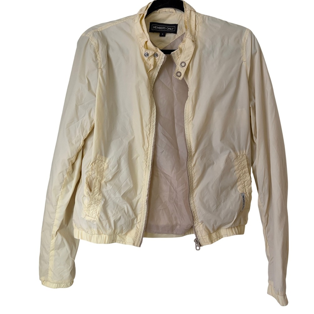 Members Only Windbreaker Yellow Lemon Chiffon Womens Small Packable 90s